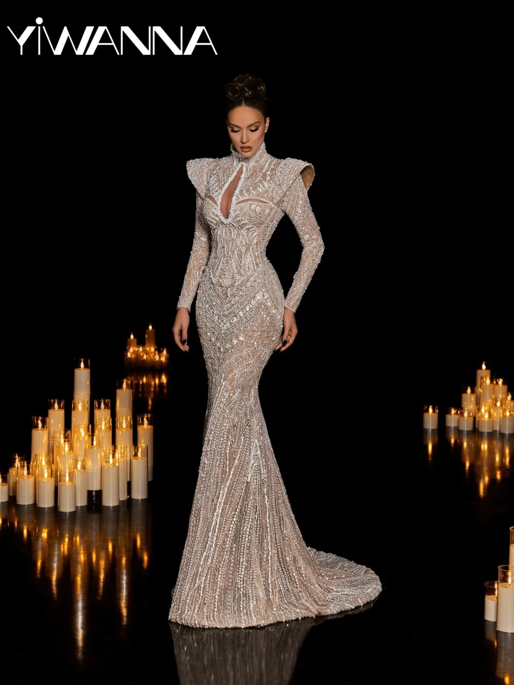 

Chic Exquisite Beaded Evening Dress Modern High Collar Elegant Wedding Party Gown Customized Captivating Long Red Carpet Gowns