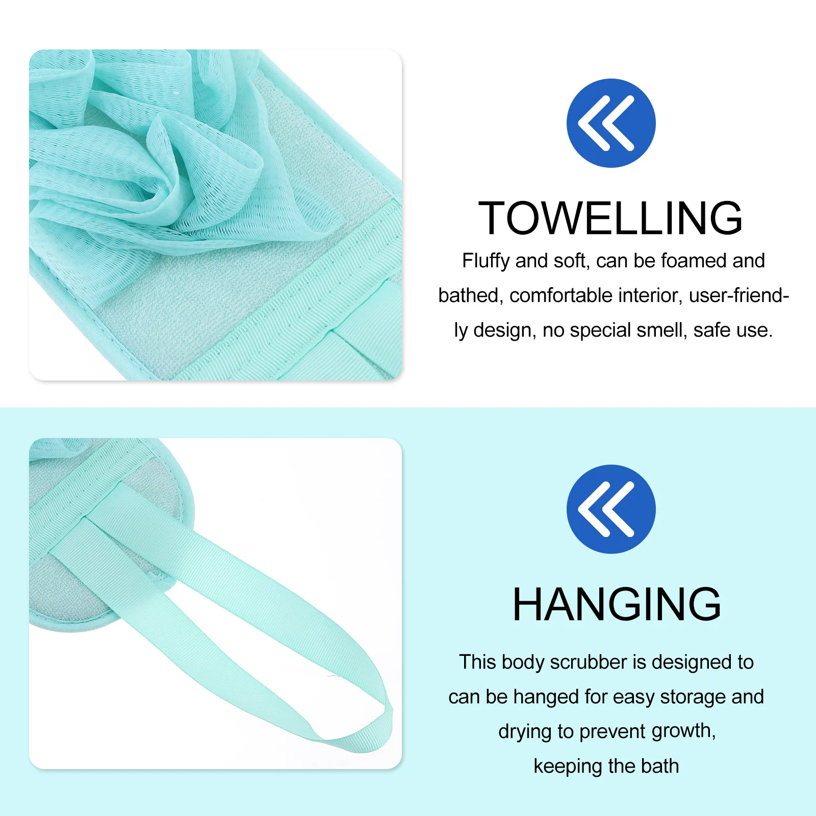 

1set 1set Bath Gloves Scrubber Double-Sided Fiber Towel Shower Sponge Body Scrubber Bath Ball Bathing Supplies Bathroom