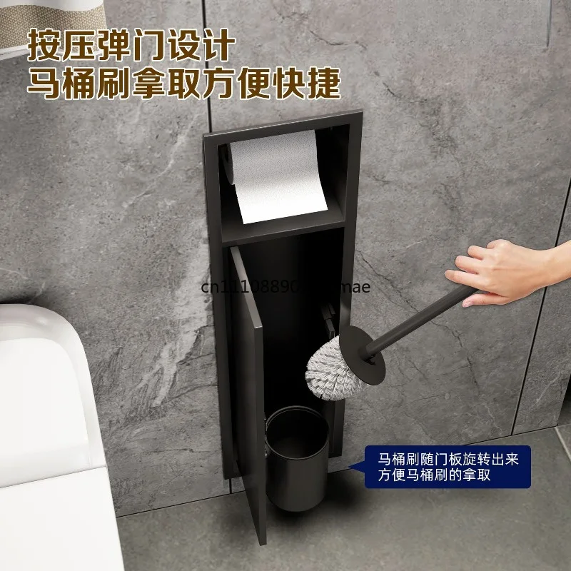 Toilet Stainless Steel Recessed Shelf niche Toilet Brush with Door Bathroom Tissue Holder Hidden niche