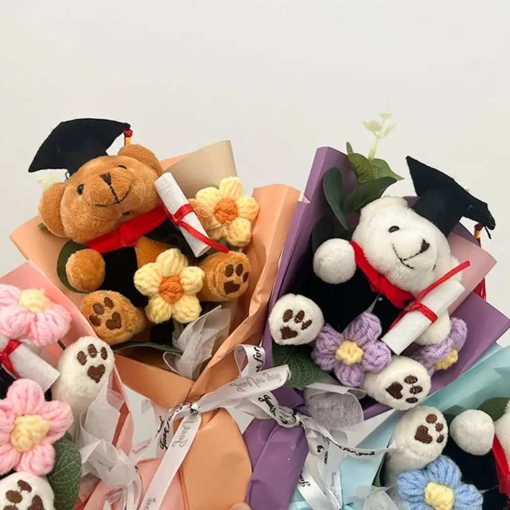 Graduation Season Little Bear Crochet Bouquet Graduation Ceremony Celebrate Party Graduation Flower Bouquet Soft