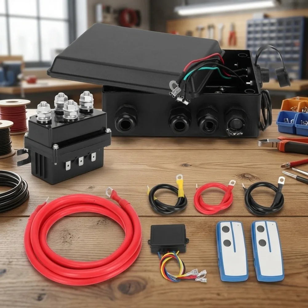 500A Winch Power Switch Kit With Wireless Remote, 50-500A High-Current Aluminum Wires For 4x4 Off-Road Winching