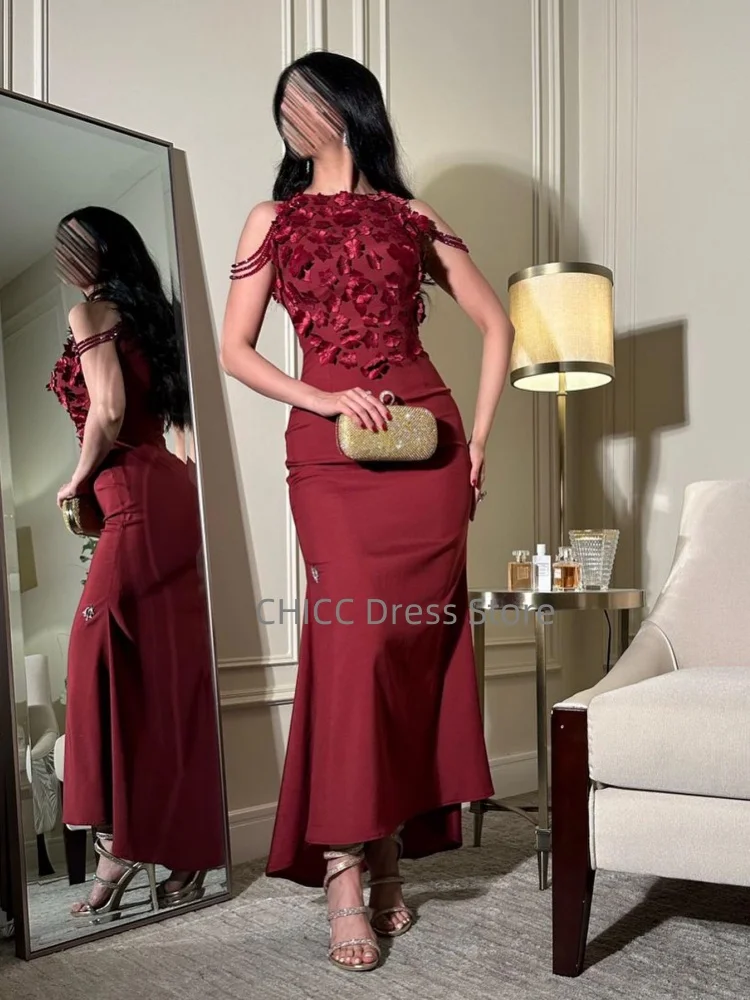 エレガントなイブニングドレス O ネックノースリーブマーメイドパーティードレス花ビーズロングドレス 2025 女性ウエディングドレスカスタマイズ