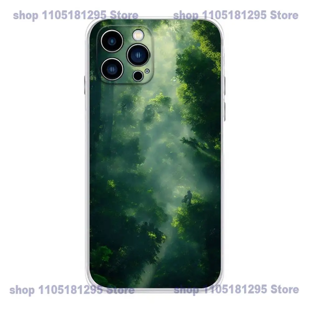 Green Green Tree Phone Case For iPhone 17,16,15,14,13,12,11 X,Plus,Pro,Max,XR,Plus,E,Mini Transparent Soft Cover