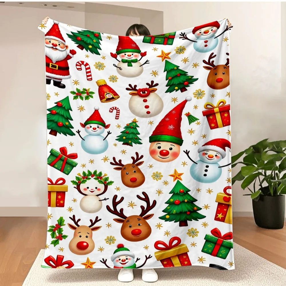 Merry Christmas Blanket Christmas Tree Gingerbread Man Red Flannel Blanket for New Year Christmas Gift for Family Nana Mon Dad