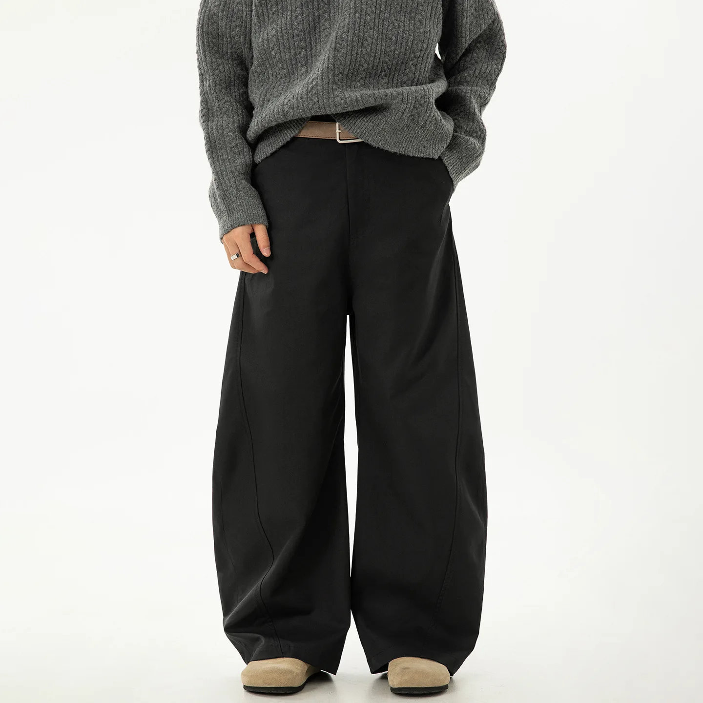 아메리칸 스타일 빈티지 남성 캐주얼 바지 와이드 레그 팬츠 드레이프 접힌 봄 패션 브랜드 스트레이트 레그 바닥 길이 A6LS