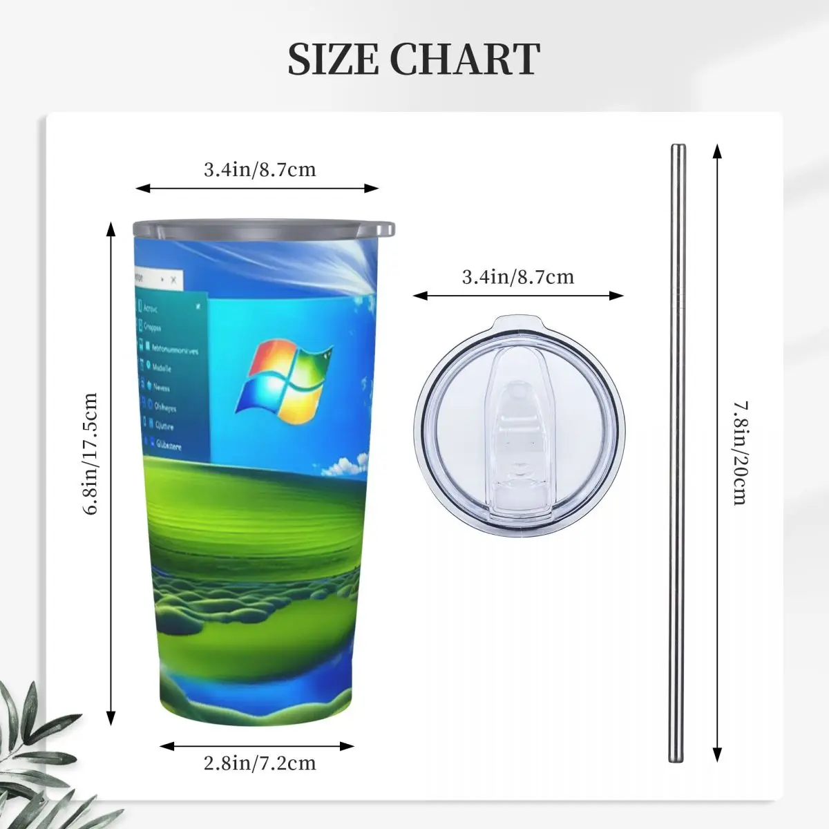 Frutiger Aero Windows XP Background Stainless Steel Tumbler Vacuum Insulated Mug Thermal Cold Bottle Straws With Lid 20oz