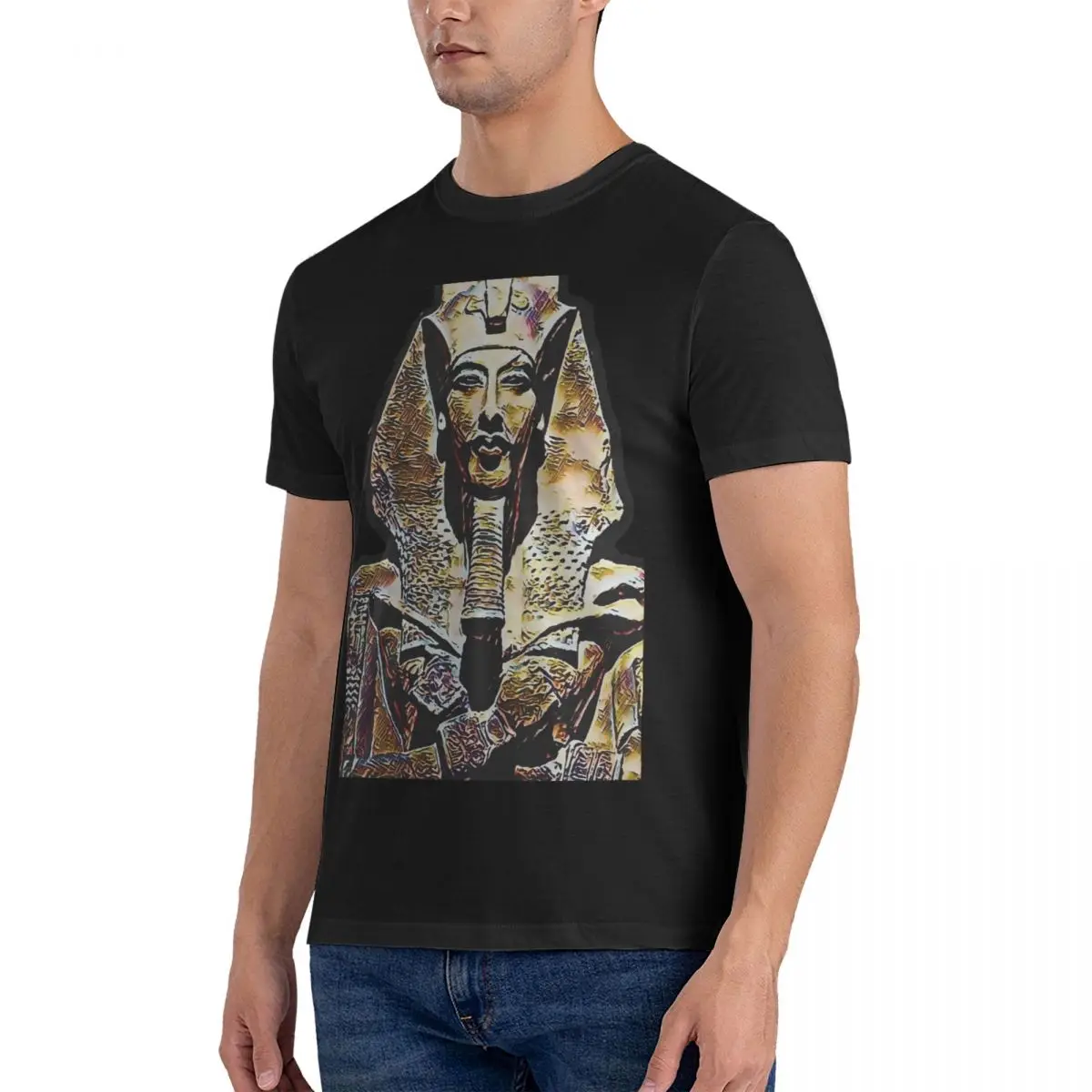 Men's Akhenaten A-Line Dress T Shirt Ancient Egypt Culture 100% Cotton Tops Funny Short Sleeve Crew Neck Tee Shirt New Arrival