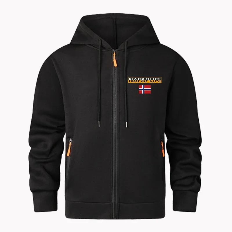 سترة بغطاء للرأس للرجال من High Street، سترة فضفاضة بأكمام طويلة وسحاب ريترو، هوديي