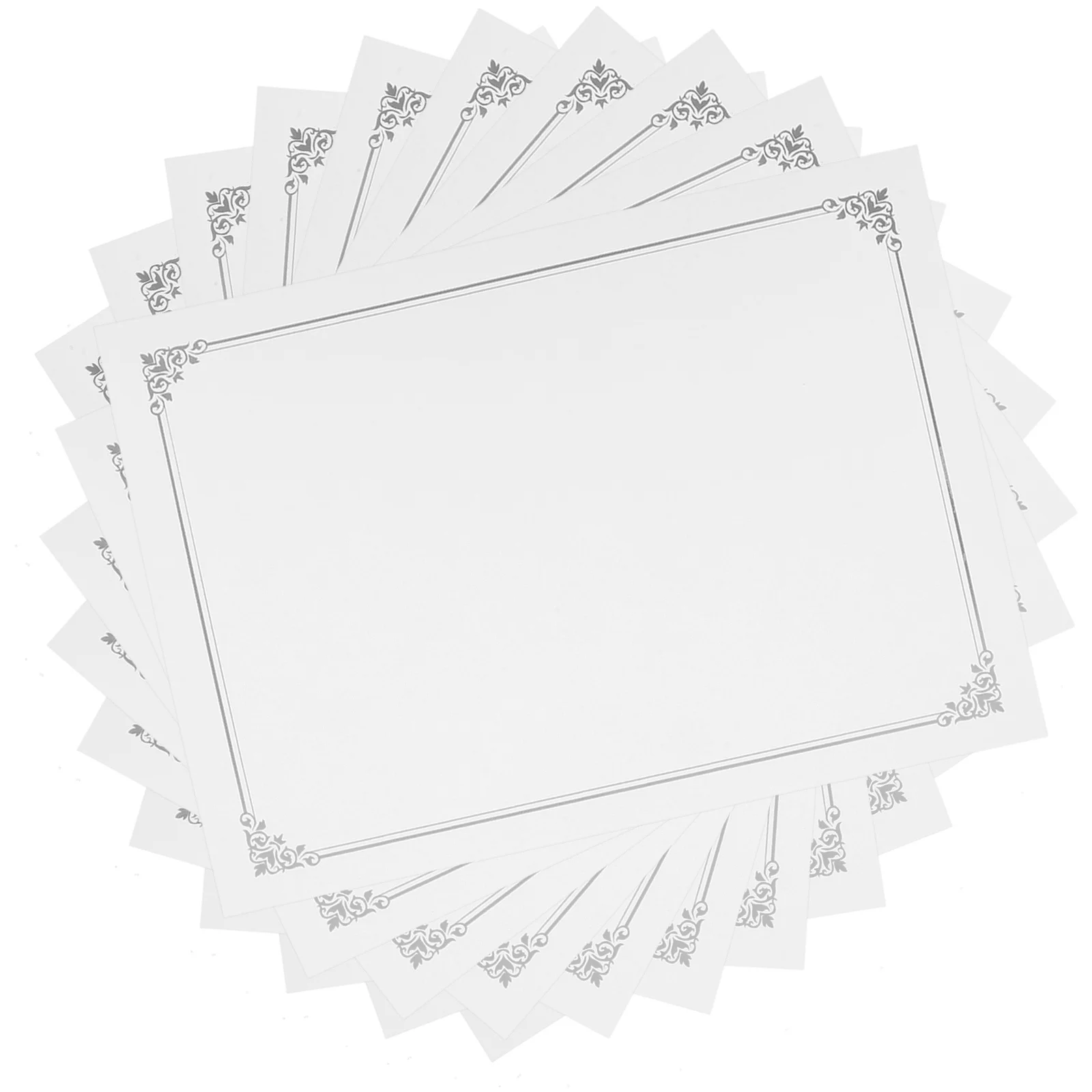 10pcs Blank Silver Framed Certificate Core Papers Diploma Award Printing Honors Certificates Smooth Decorative Borders