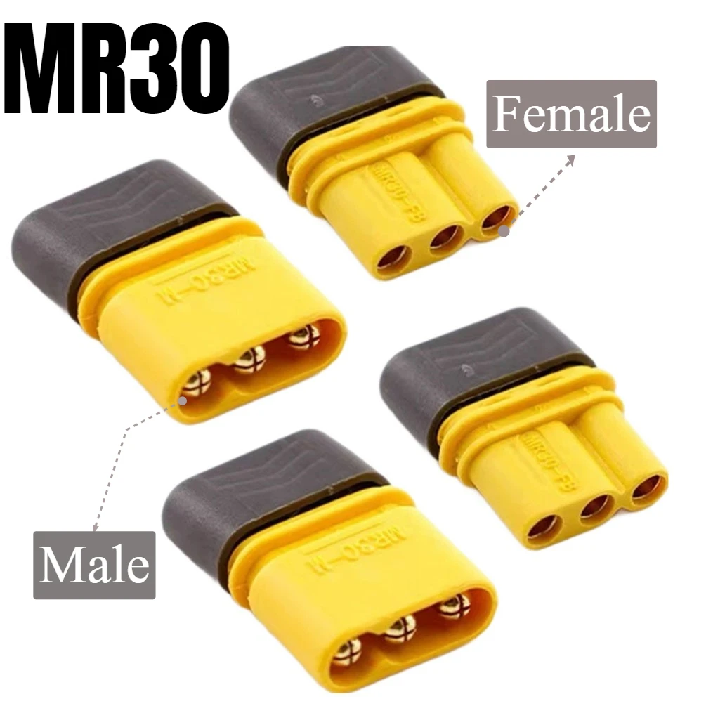 4PCS MR30-M/F Male Female Sheath Plug MR30PB MR30PW 3 Pin High Current Lipo Battery Connector for RC Drone Brushless Motor