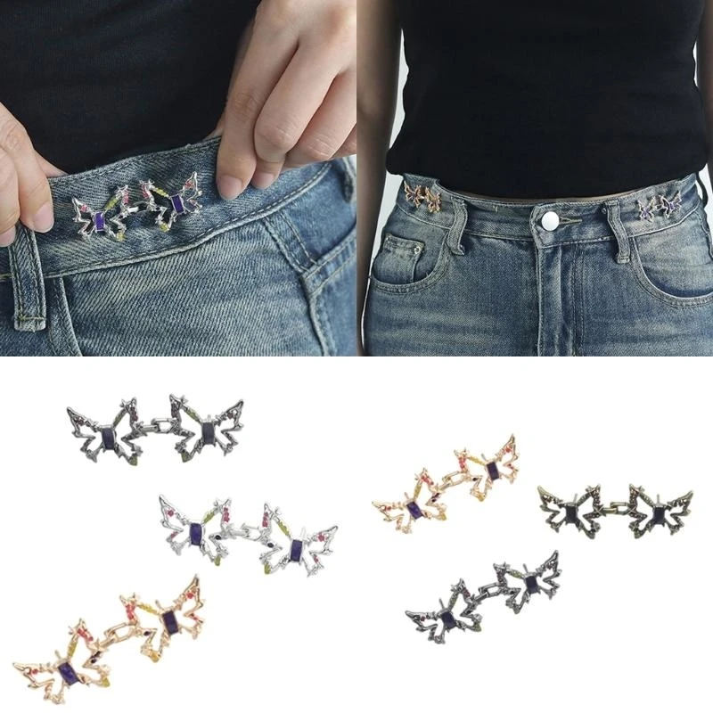 39BB Butterfly ปุ่มรัดเอวสำหรับผู้หญิงกางเกงยีนส์การยึดเอว