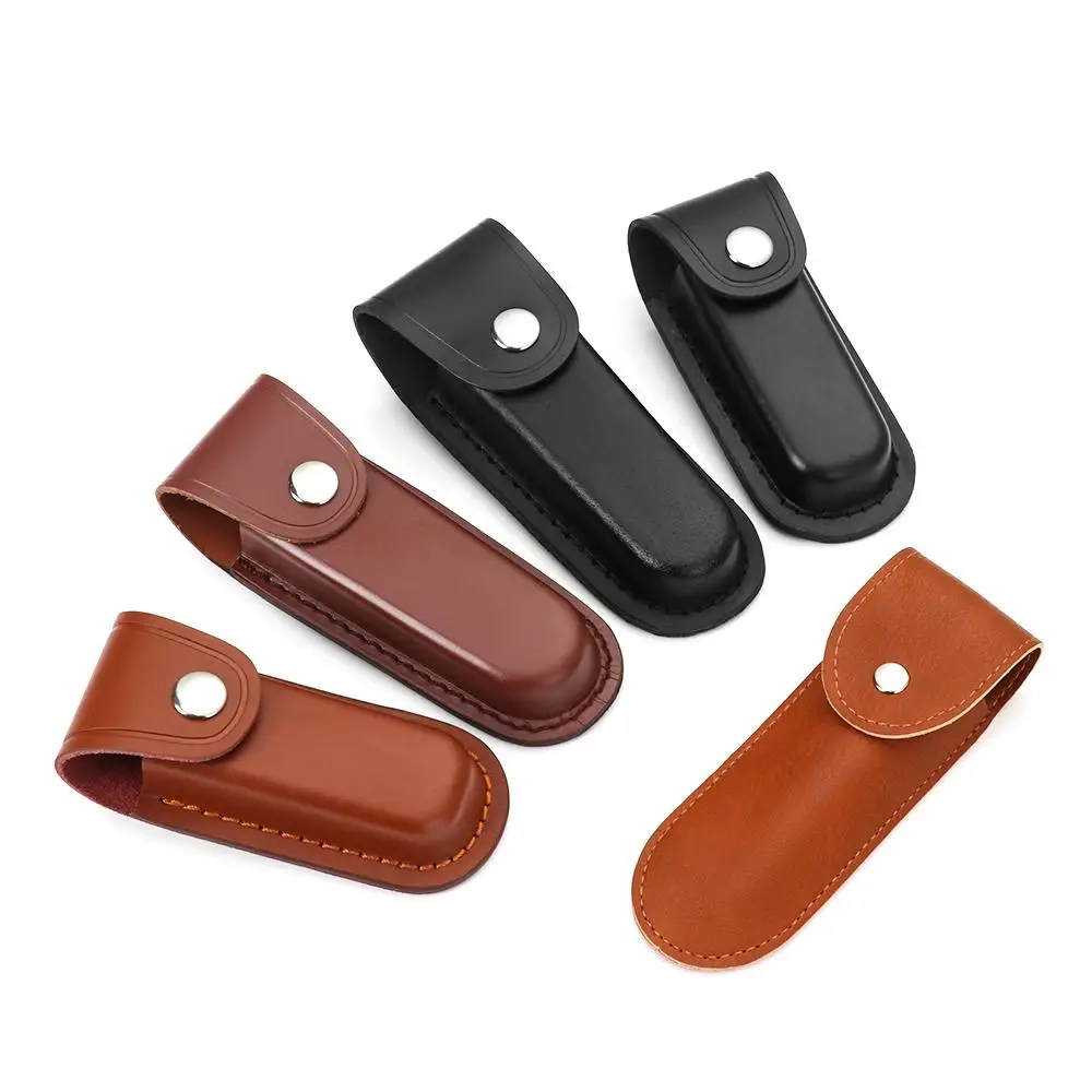 High Quality Pocket Brown Hunt Knife Sheath Holster Fold Knife Tool Camp Outdoor Carry Belt Loop Case Flashlight Case
