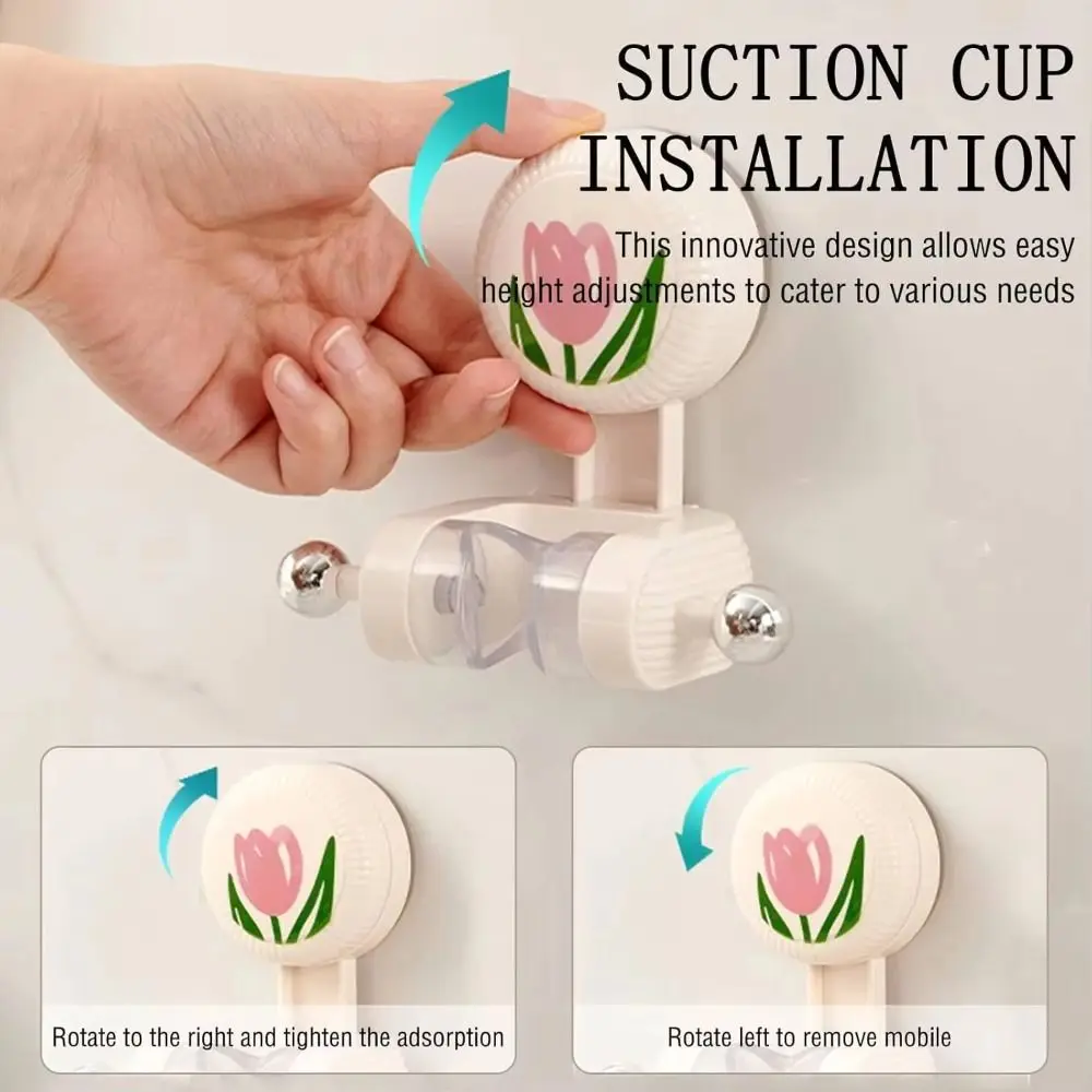 Portable Suction Cup Shower Head Holder Adjustable Cartoon Shower Head Mount Base Wall Mount Shower Bracket Bathroom Accessories - view 2