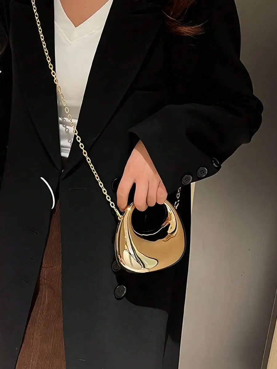 

Mini Acrylic Metallic Mirror Clutch Bag With Chain For Women Evening Party Wedding Handheld Crossbody Purse