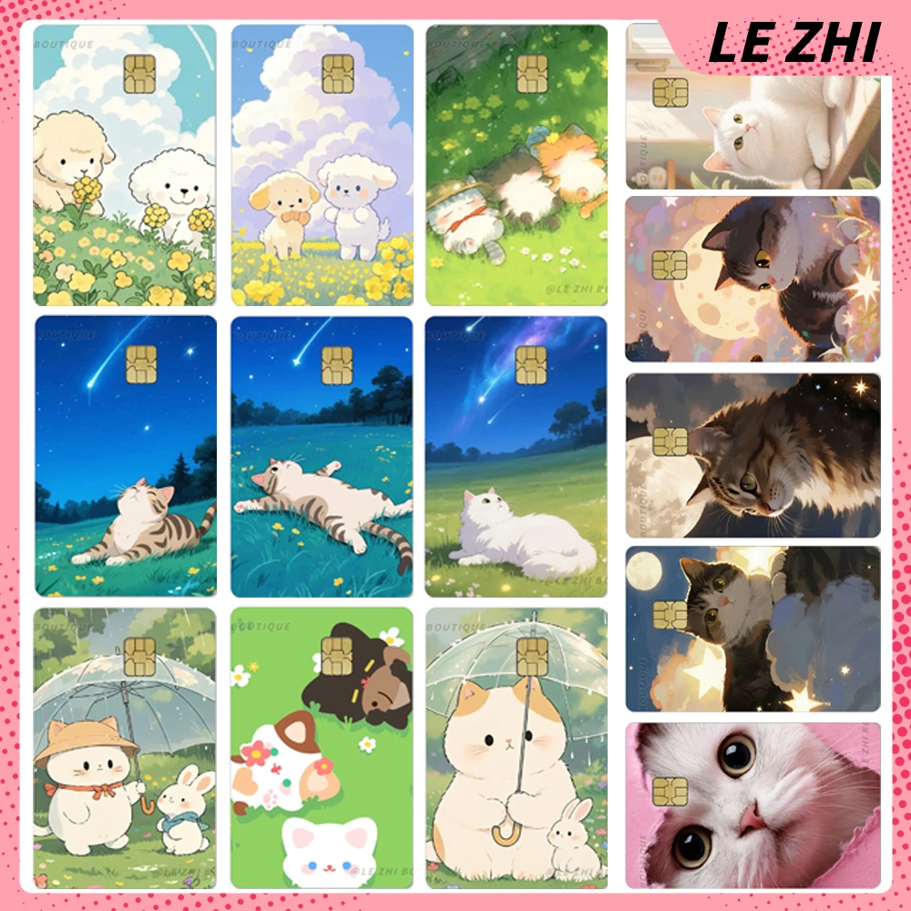 Cute Animal Pvc Credit Card Debit Card Waterproof Protective Film Sticker Shining Rainbow Stars Love Bank Card Sticker Gift