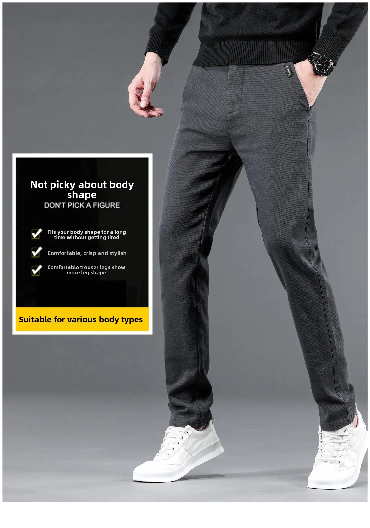 High-End Men's Casual Pants Straight Leg Elastic Fashionable Slim Fit Spring Business Trousers Versatile Long Cotton Jeans See21b20bf33c492ba22730e5b12e486e3