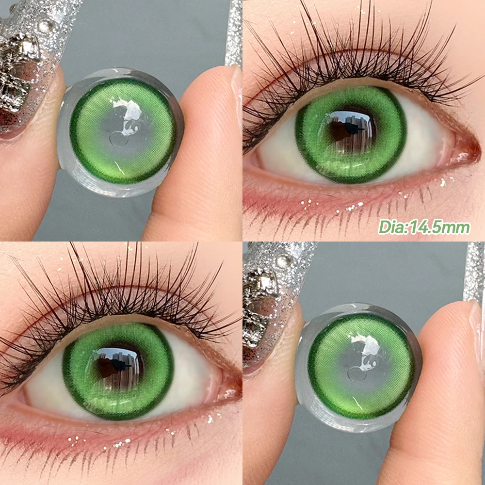 OVOLOOK - 1 Pair(2pcs) Asian Style Natural Dark Brown Contact Lenses For Daily Wear Bright Ocean Blue Colored Contact Lenses