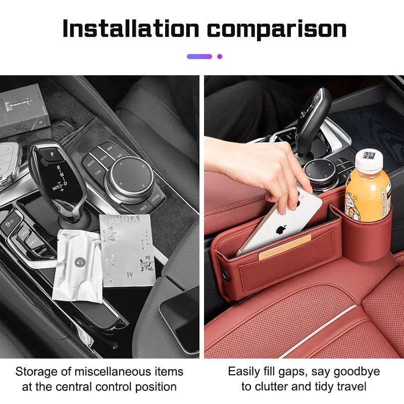 Leather Car Seat Sewn Gap Crevice Slot Storage Box Cup Holder Accessories For Dongfeng DFSK DFM Glory 560 580 330 370 360 IX5 view 5