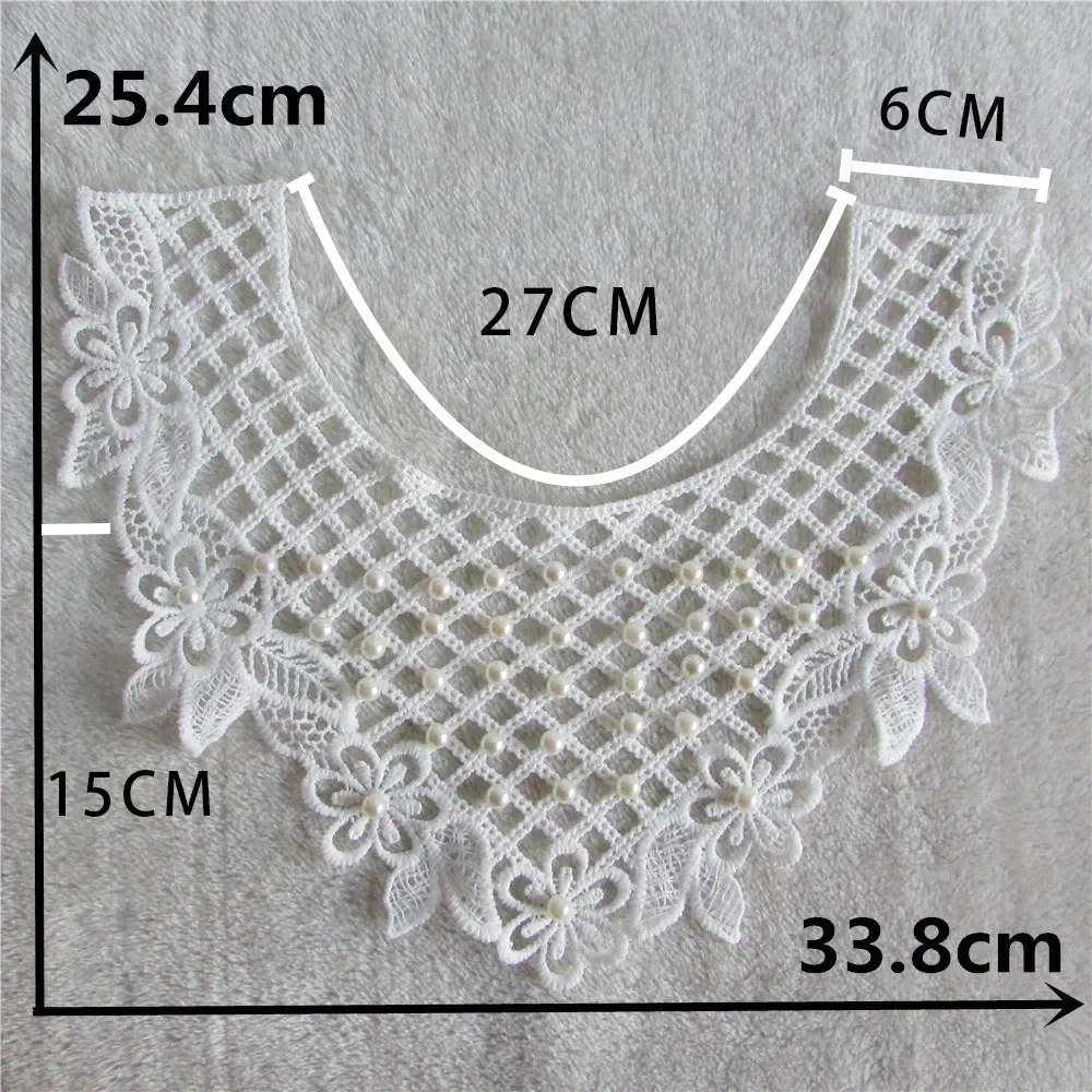 Wholesale sales 10 pieces black white polyester embroidery hollow out nail bead Collar shape sewing lace accessories