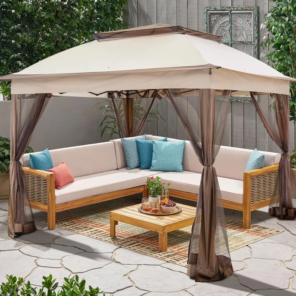 

11'x11' Pop Up Gazebo for Patio Gazebo Canopy Tent with Sidewalls Outdoor Gazebo with Mosquito Netting Pop Up Canopy