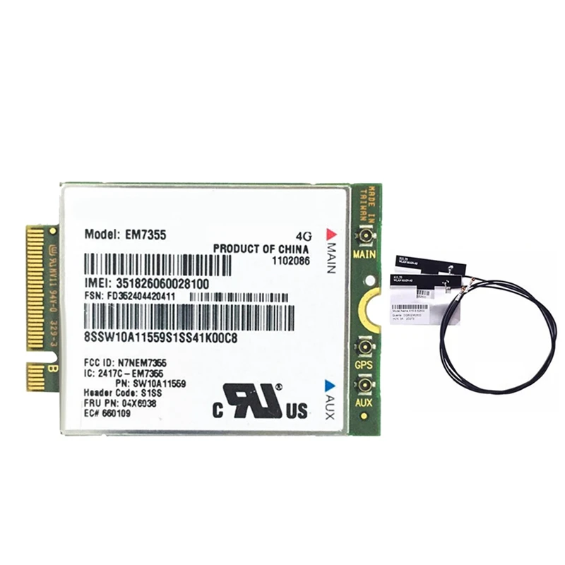 EM7355 WWAN Card+Antenna FRU 04X6038 NGFF 4G Wifi Card For Thinkpad X1 Carbon L440 L540 T440 T540P X240 Easy Install Easy To Use