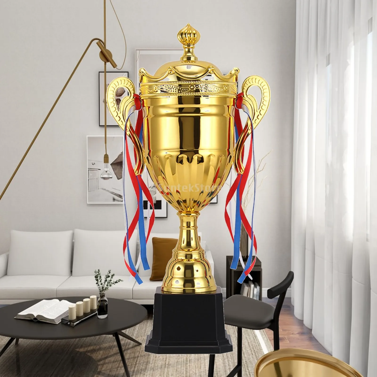 Trophy Cup with Ribbon for Children Adults Achievement Award Sports Tournaments Party Favors Home Office Decoration