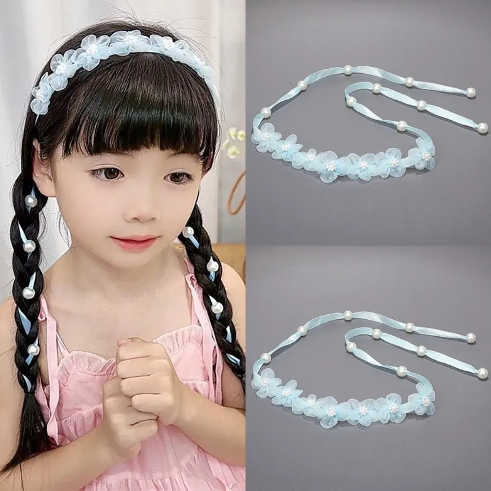 Faux Pearl Flower Headband Internet Red Handmade Flower Children Flower Wreath Ethereal Girl Headwear Unisex Girl Photo Props