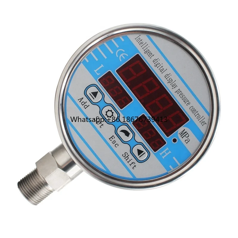 8700 psi Digital Pressure Gauge Manometer LED Digital Hydraulic Pressure Electric Contact Gauge Controller Upper Lower Alarm