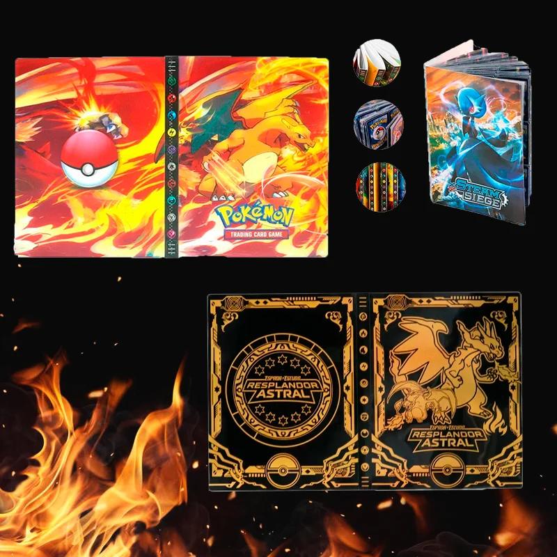 Charizard Mewtwo Cartoon 9 Pocket 432/540 Card  Album Book Anime Map Game Cards Collection Holder Binder Folder Top Toys Gift