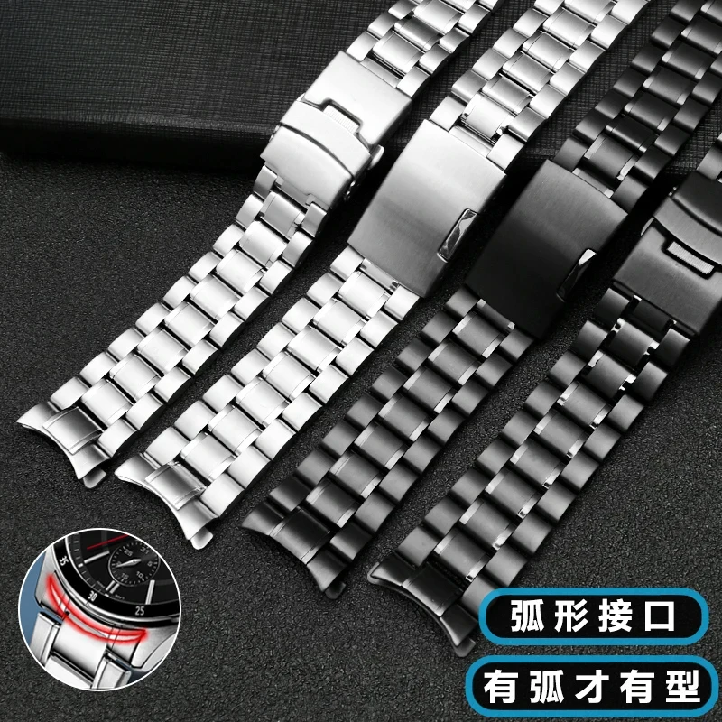 20mm 22mm Watchband For Longines Seiko Timex IWC Citizen Casio Curved End Stainless Steel Strap Men Metal Watchband Watch Chain view 4