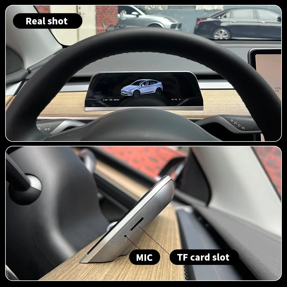 

Digital Dashboard Heads Up For Tesla Model 3 for Model Y Display Carplay Android Auto 9.66 Inch IPS Screen Auto HUD Power Speed