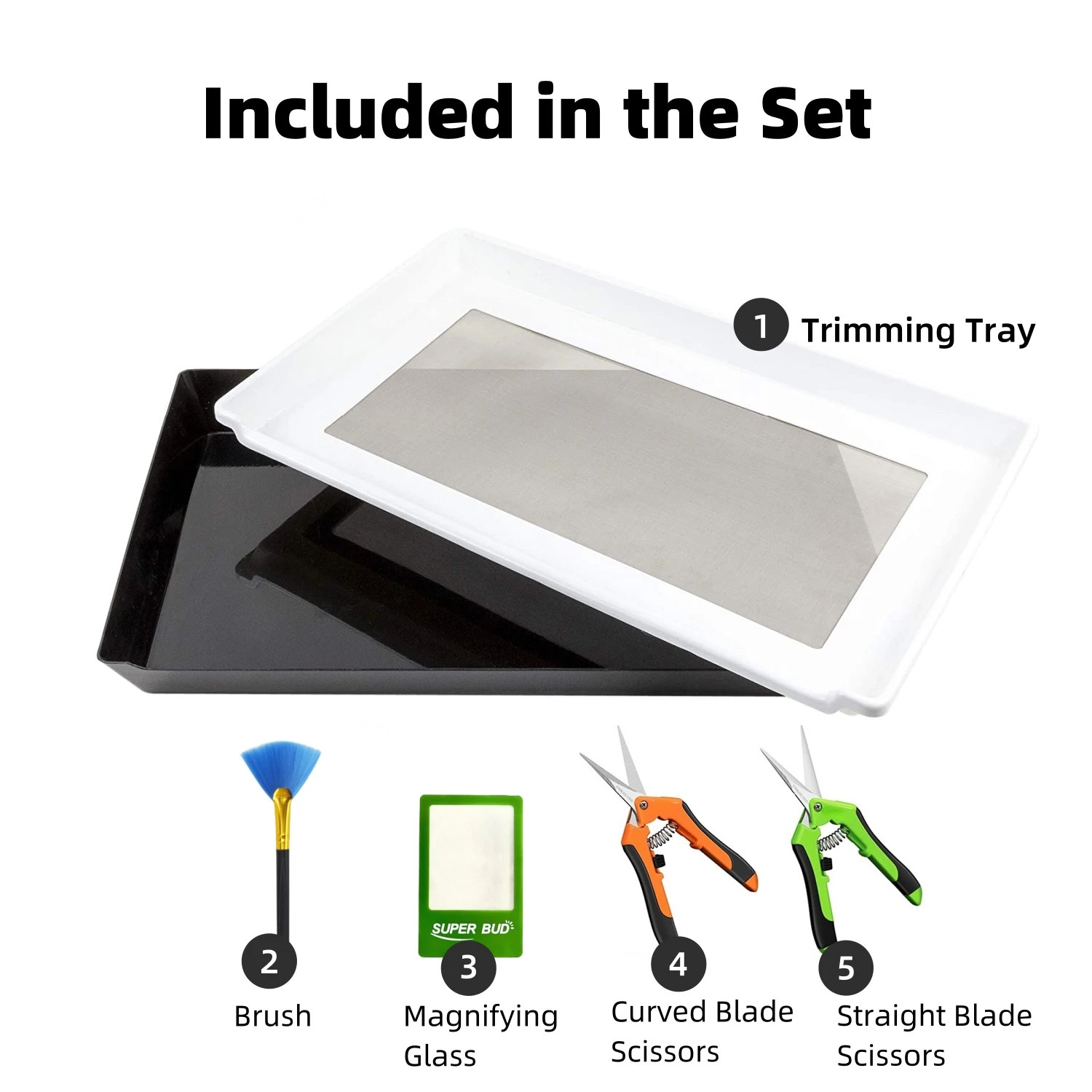 Trim Tray Durable Premium Quality Set w/ 2-Tier Tray, 150 Micron Screen Tray ABS Trimming Tray Trim Bin Set for Buds and Herb