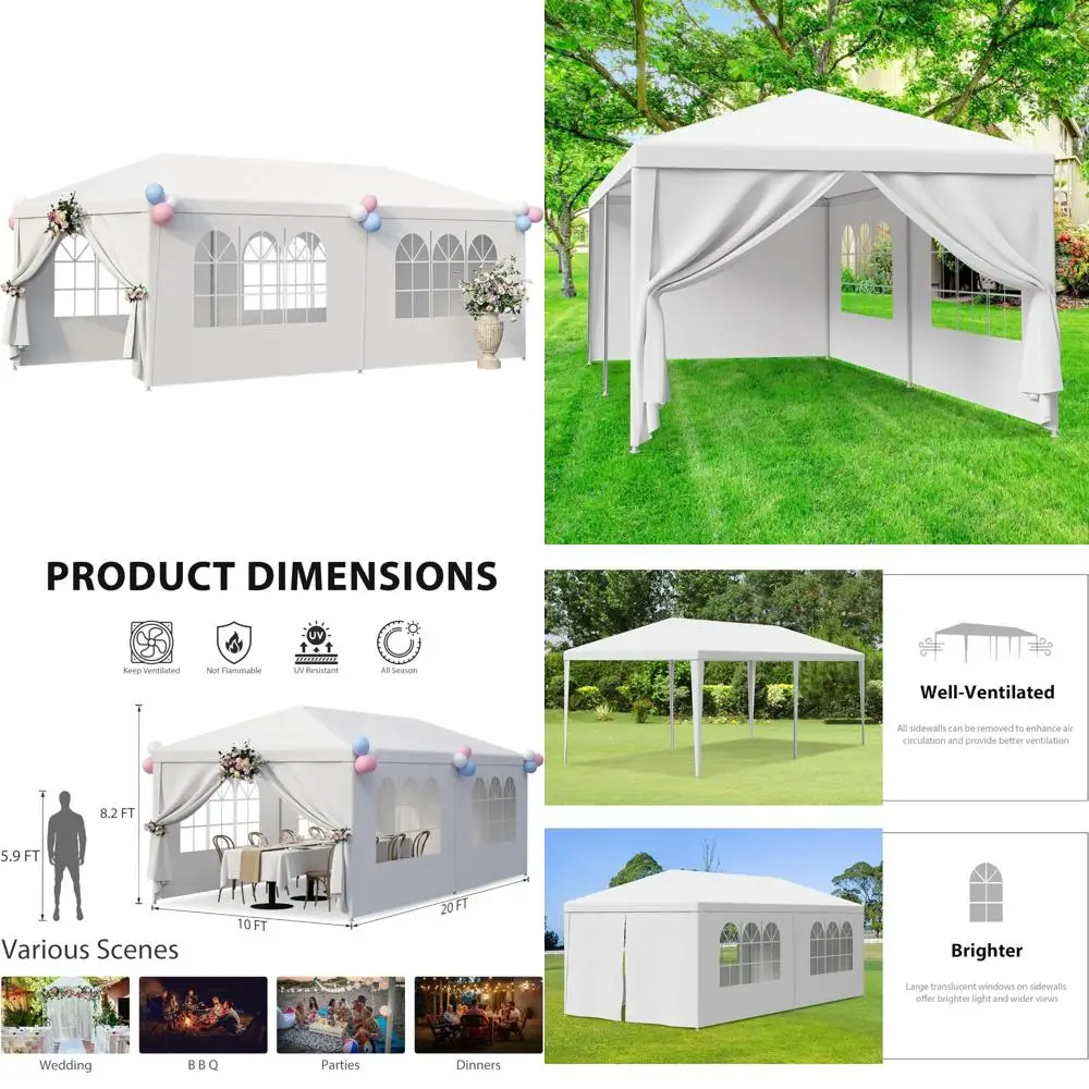 

Уличная палатка с навесом JupiterForce 10–20 футов для свадеб и вечеринок со съемными боковыми панелями, прочный водостойкий газ