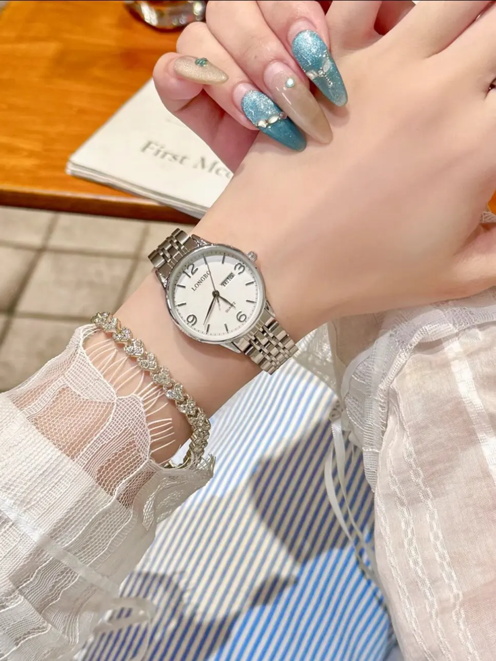 Stainless Steel WatchSimple And VersatileStylish Women'S Double Calendar Quartz WatchWomen'S GiftQuartz WatchHigh-End Selection.
