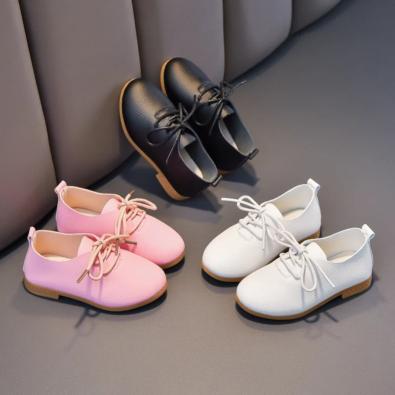 Kids Leather Shoes Solid Color Matte PU British Style Children Flat Shoes Non-slip 2025 New Fashion Boys Girls Chic Shoes Soft