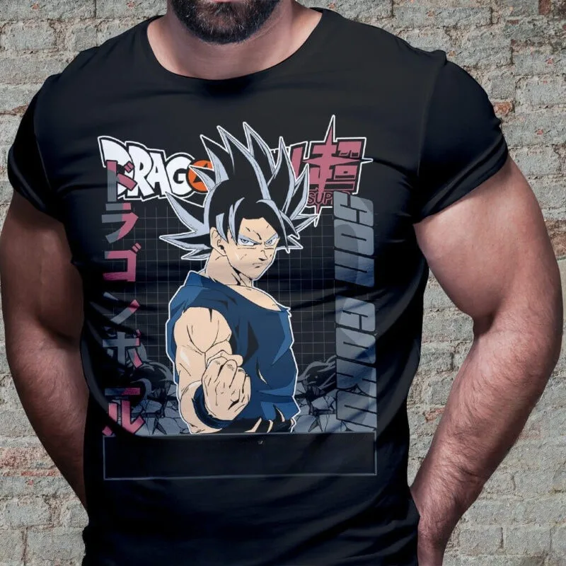 

2026 Summer Dragon Ball Z Retro T-Shirt Men's Oversized Cotton Tee with Super Saiyan 3 Goku Print Casual Unisex for Kids Adults
