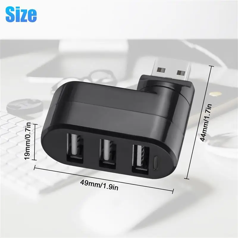 Divisor usb 3 portas usb hub adaptador rotativo hub de dados 2.0 extensor