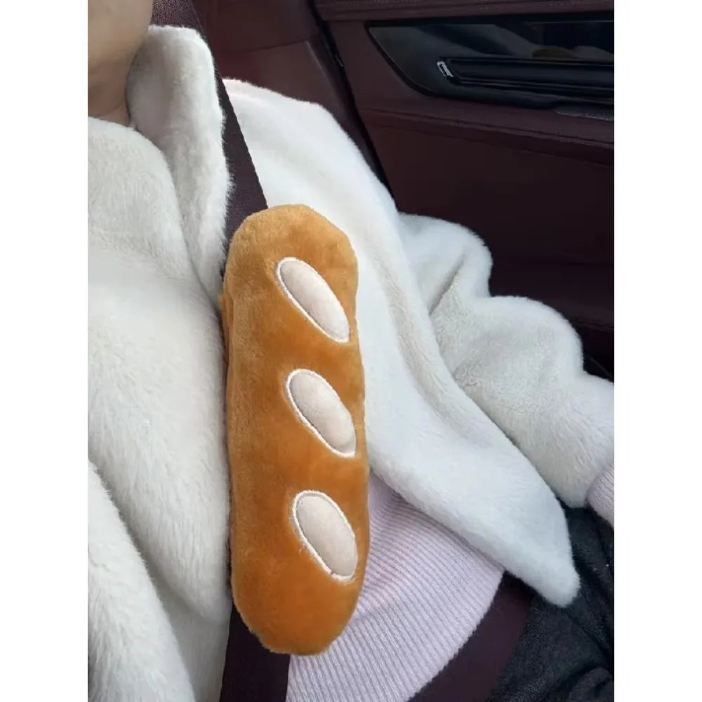 Plush Bread Car Pillow Stuffed Long Fluffy Baguette Croissant Head Lumbar Pillow Body Support Plushie Gift