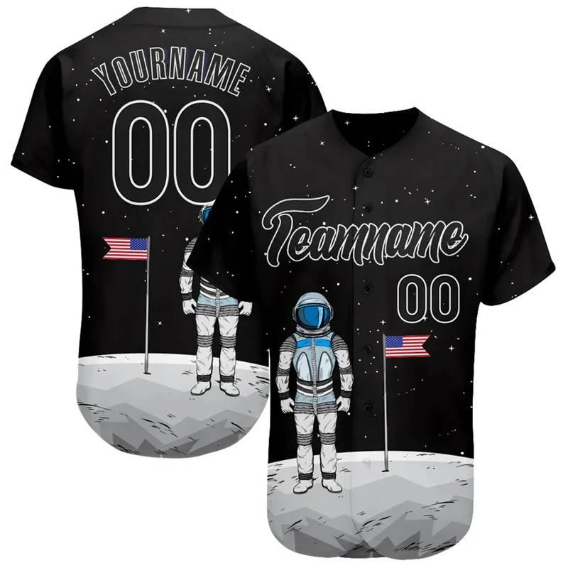 Custom Space Astronaut Print Baseball Jersey Personalized Team Name Number Sport Uniform