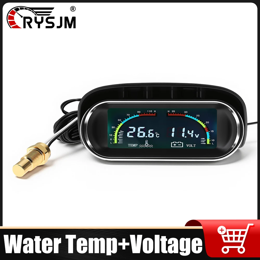 

2 In 1 Universal LCD Digital Water Temperature Gauge + Voltmeter Temp Sensor Auto Gauge for Car Truck 12V24V Car Accessories