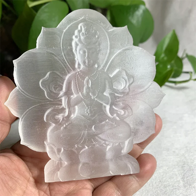 Natural Selenite Crystal Carvings Figure Gypsum Ornament Statue Reiki Healing Decorative Sculpture Modern Room Design