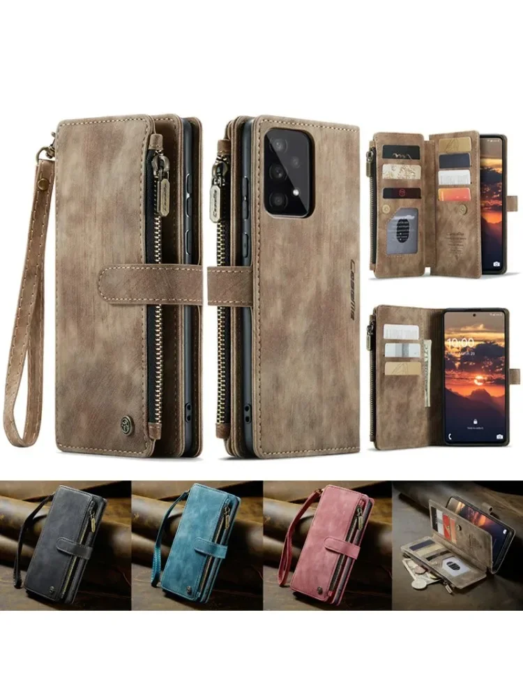 Business Flip Leather Case Voor Samsung Galaxy A56 A36 A16 A55 A35 A25 A15 A54 A34 A14 A53 A33 A13 A52 Rits Portemonnee Kaart Cover - afbeelding 2