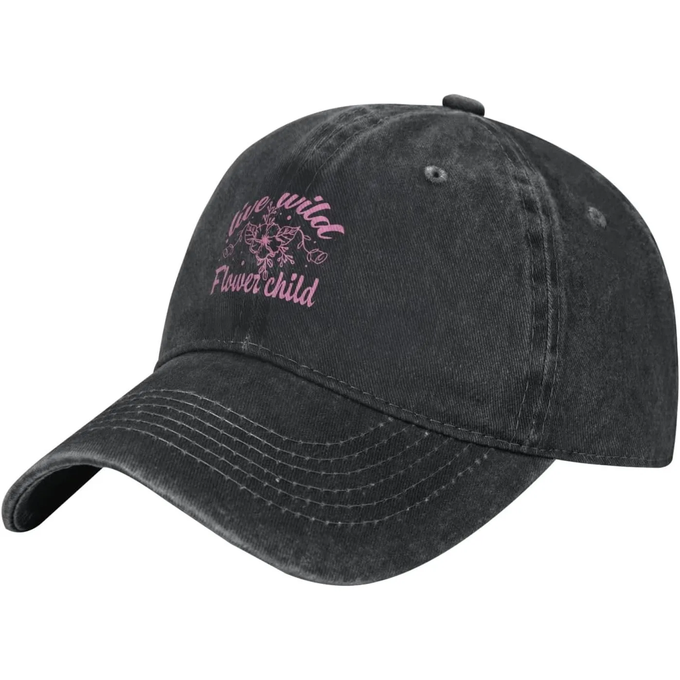 Live Wild Flower Child Washed Baseball Cap Unisex Cotton Casual Adjustable Sun Hat