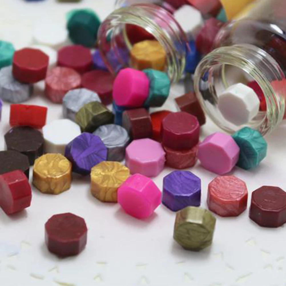 

103 pcs Bronze Octagon Sealing Beads Set Eco Friendly Seal Supplies For Envelopes Invitations Cards Wedding Birthday Party Glue