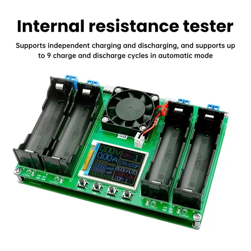 DTB7 4 Channel Battery Capacity Tester Digital Battery Detection Module Type-C for 18650 21700 Lithium Battery LCD Display