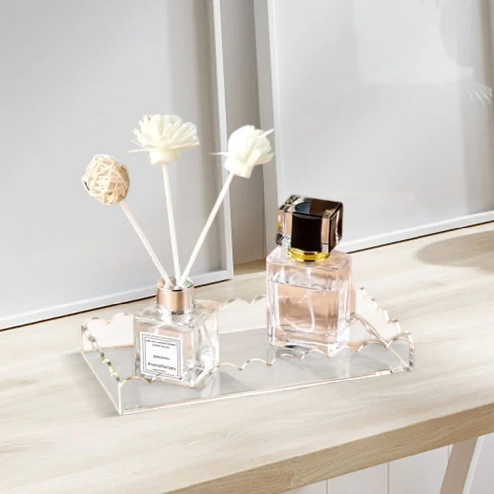 Perfume Display Makeup Organizer Easy To Clean Fan-shaped Scalloped Edge Premium Acrylic Scratch-resistant Finish