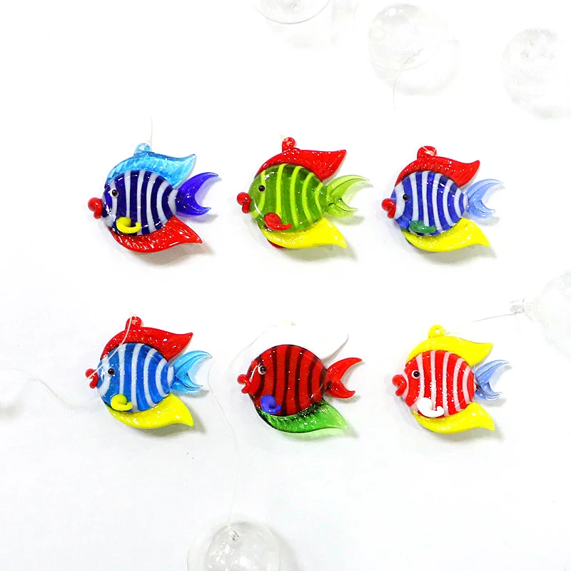 

New Custom Floating Glass Tropical Fish Miniature Figurine Aquarium Decor Supplies Colorful Cute Sea Animal Tiny Statue Ornament