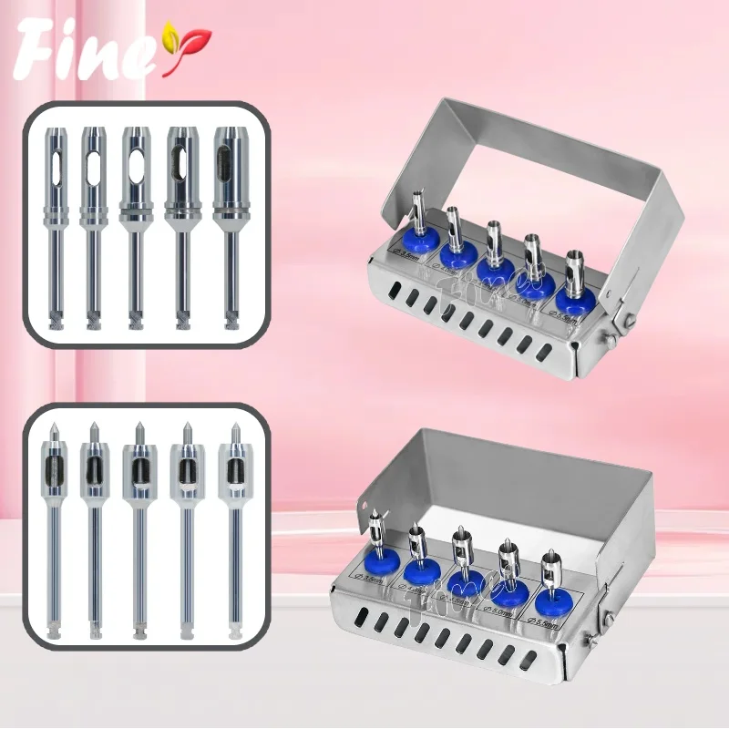 

Finer 1 комплект, сверла для зубных имплантатов, перфоратор для тканей, трепанные боры, сверла для позиционирования имплантатов из нержавеющей стали, инструменты для хирургических инструментов