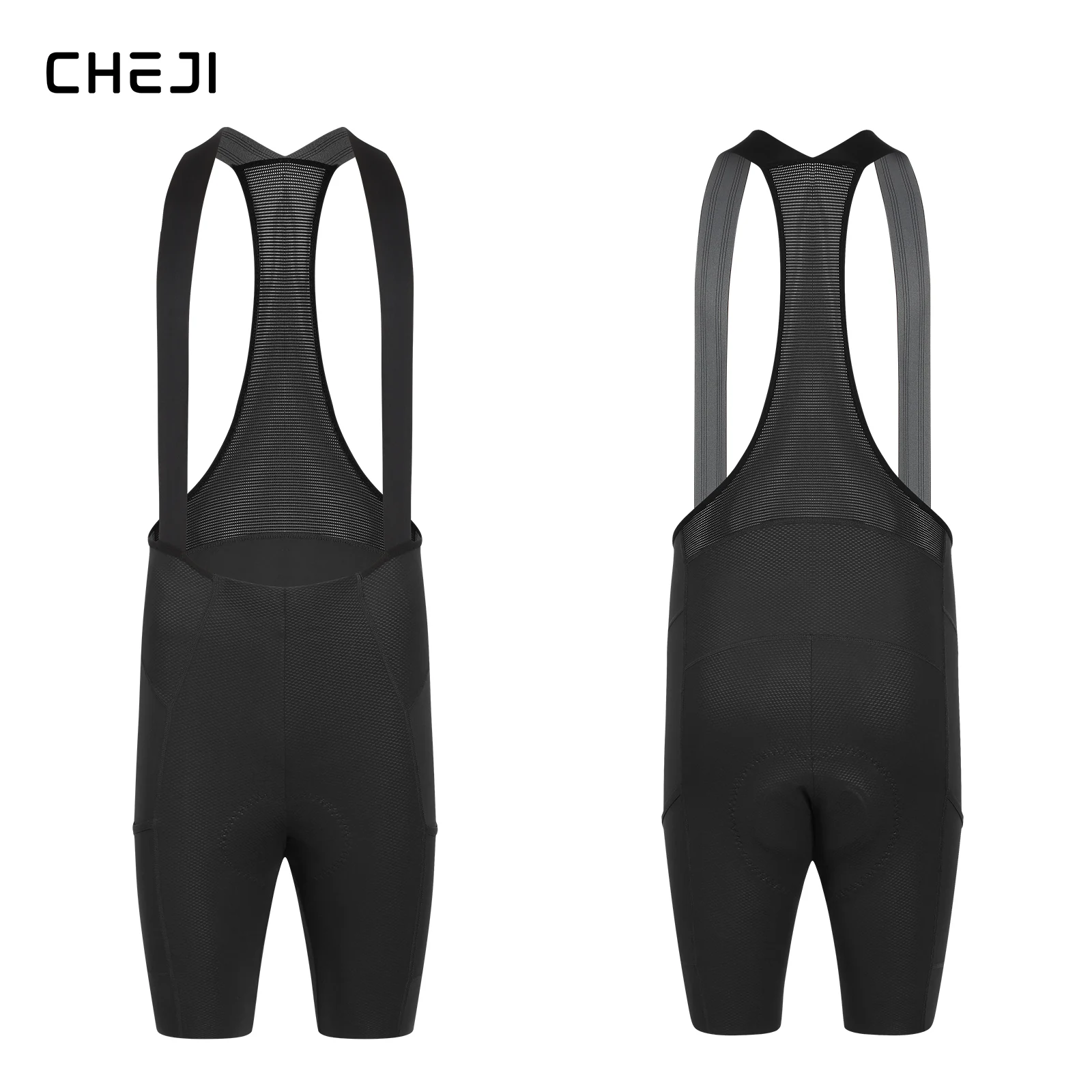 CHEJI Herren Radsport-Trägerhose mit Seitentaschen, nahtlosen, rutschfesten Beinmanschetten, gepolstert für 7 Stunden Fahrt auf Straßen- und MTB-Fahrrädern. – Detail 33
