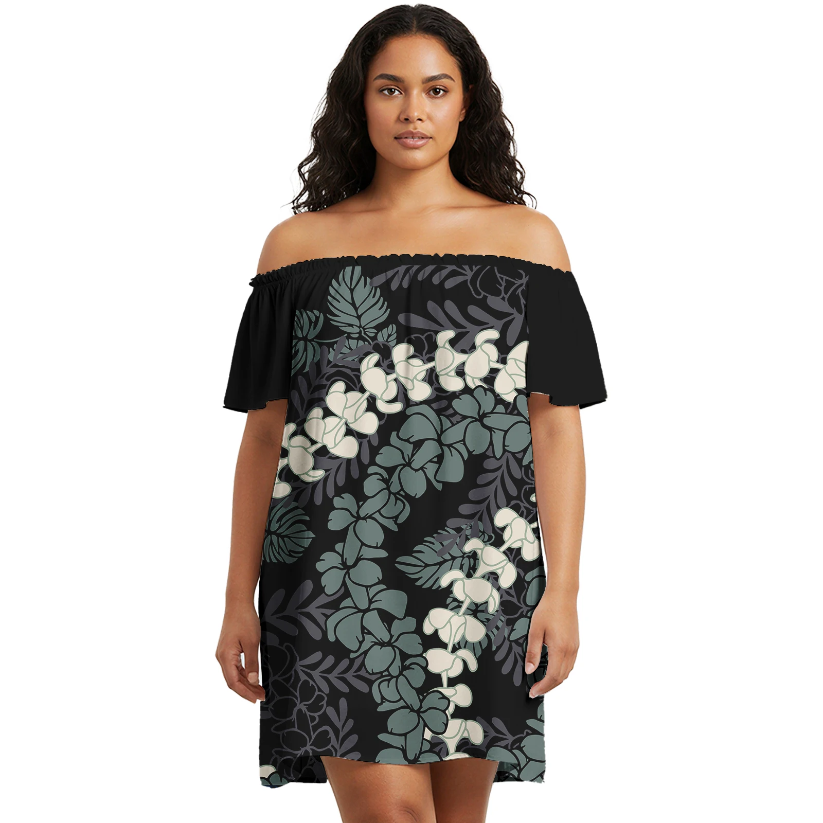 Personalización Vestidos de moda hawaiana Pua Keniken Estampado bajo demanda Hombro caído Sexy Sweetheart Vintage Island Vestido casual